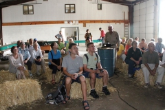 Tour group in the barn enjoying Don’s slide show of plant-hunting in Japan