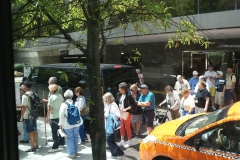Boarding the bus outside the hotel lobby for the afternoon trip to Opryland