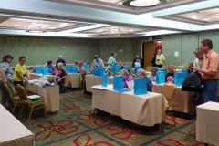 Setting up for the morning judging school workshop