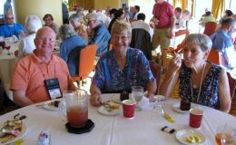 Chatting with old friends at the opening dinner