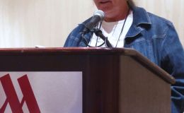 Norah Otto calling out the role at the luncheon honoring the chapters