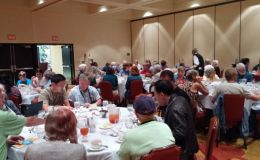Attendees at lunch between the judging school sessions