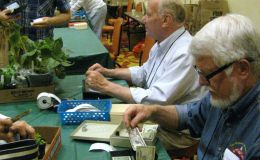 Michael Riley and Mike Horton cashiering at plant sales