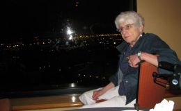 Fay Wagman watching the end of the fireworks on Saturday night