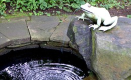 A whimsical fountain on the grounds