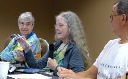 Sally Robinson (Parliamentarian), Julie Mavity-Hudson (President) and Leonard Re (Recording Secretary) at the board meeting