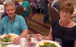 Tom Finnigan with Barb Borleske, Flower Show co-chairperson