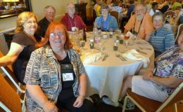 (from front left) Dale Martens, Mary Schaeffer, Gary Hunter, Quentin Schlieder,  Dee and Bob Stewart, Judy Becker and Marilyn Heinrich