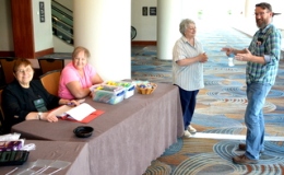 Sunday opening of Registration with Sylvia Svitak, Kathy Coleman, Mary Helen Maran (Registrar), Brandon Erikson