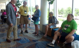 Socializing in the hallway between events Socializing in the hallway between events