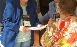 Sally Robinson and M J Tyler assist with Entries check in on Thursday morning Sally Robinson and M J Tyler assist with Entries check in on Thursday morning