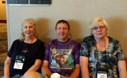 Volunteers Rosemary Platz and Irina Nicholson with Flower Show Chair Tom Bruning Volunteers Rosemary Platz and Irina Nicholson with Flower Show Chair Tom Bruning
