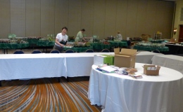 Sales volunteers helping set up the plant sales area Sales volunteers helping set up the plant sales area