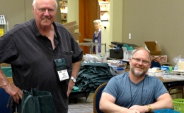 Sales check-out volunteers John Daniel and Winston Goretsky (among many) Sales check-out volunteers John Daniel and Winston Goretsky (among many)