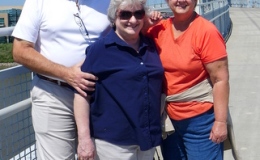 One more walk over the Bob Kerry pedestrian bridge for the registration team: Jay Sespico, Mary Helen Maran, Kathy Coleman … they’ll greet you again next year in Massachusetts