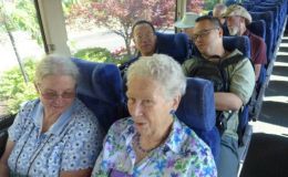 Bus trip back to the hotel - Judy Anderson, Doris Brownlie, Wei Yi-gang and Wen Fang on the bus trip back to the hotel
