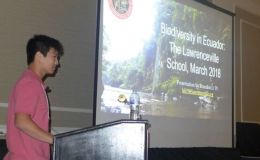 Student Brandon Li presenting “The Biodiversity of the Cordillera del Cóndor"