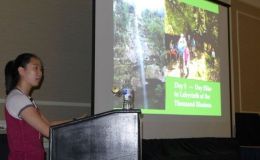 Student Emily Guo presenting "Approaches for Studying Plant Diversity"