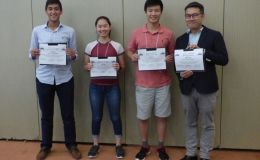 Student grant recipients Sid Sharma, Brandon Li, Emily Guo and Martin Siaw with their grant certificates