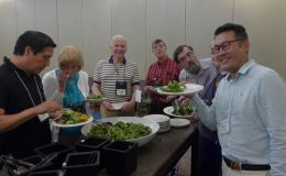 Buffet line at dinner