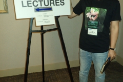 Xin Zi-Bing at lecture sign for Conservation Meeting
