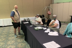 Flower Show Co-Chair Bob Clark overseeing entries