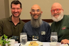 Joel Egan, Peter Shalit, Bob Clark at dinner