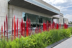 Chihuly glass art in the pond outside the museum café