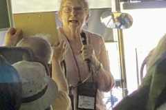 Trip volunteer Sharon Long providing information along the way