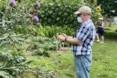 Wallace Wells photographing plants in the garden
