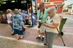Re-boarding the bus to return to the hotel