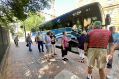 Loading the bus to return to the Westin for lunch and afternoon activities