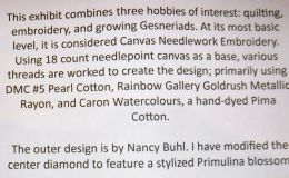 Needlework of a primulina Flower exhibited by Vicki Ferguson