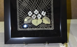 Bobbin Lace textile of Saintpaulia exhibited by Rohm Gustafson